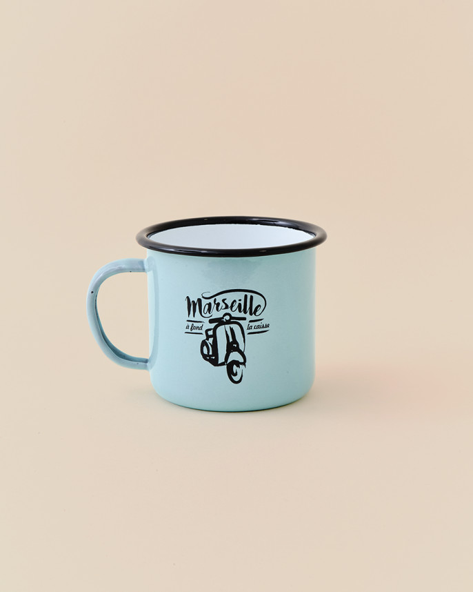 Mug en métal émaillé Marseille à fond la caisse